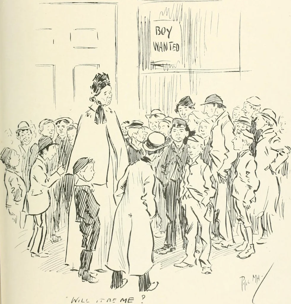 An illustration from Phil May's Gutter-snipes; 50 original sketches in pen and ink, 1896, leaf 75