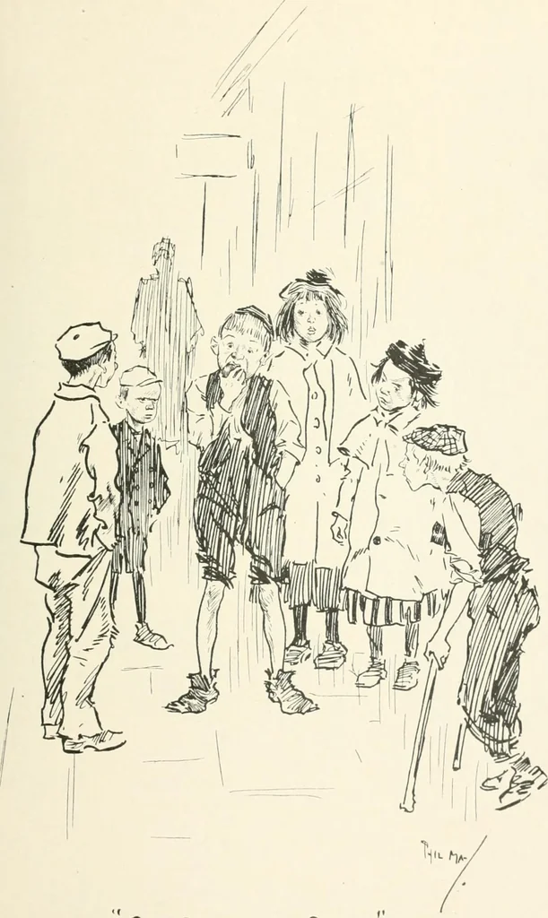 An illustration from Phil May's Gutter-snipes; 50 original sketches in pen and ink, 1896, leaf 81