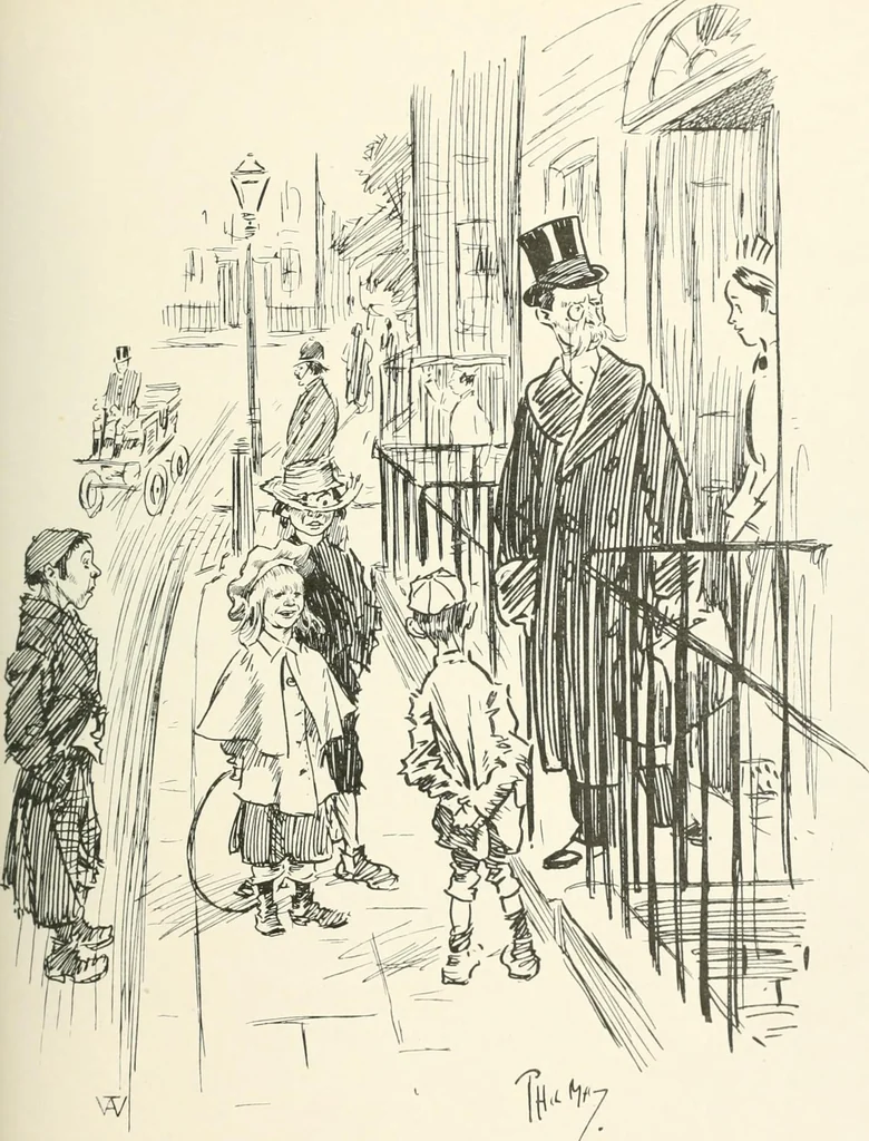 An illustration from Phil May's Gutter-snipes; 50 original sketches in pen and ink, 1896, leaf 83