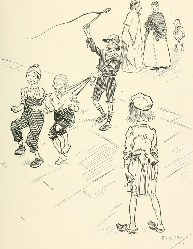 An illustration from Phil May's Gutter-snipes; 50 original sketches in pen and ink, 1896, leaf 95
