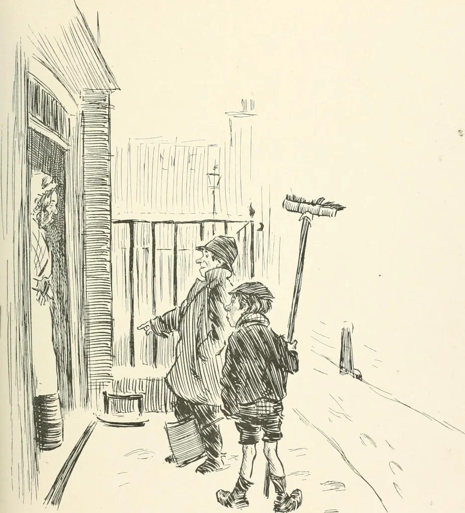 An illustration from Phil May's Gutter-snipes; 50 original sketches in pen and ink, 1896, leaf 97