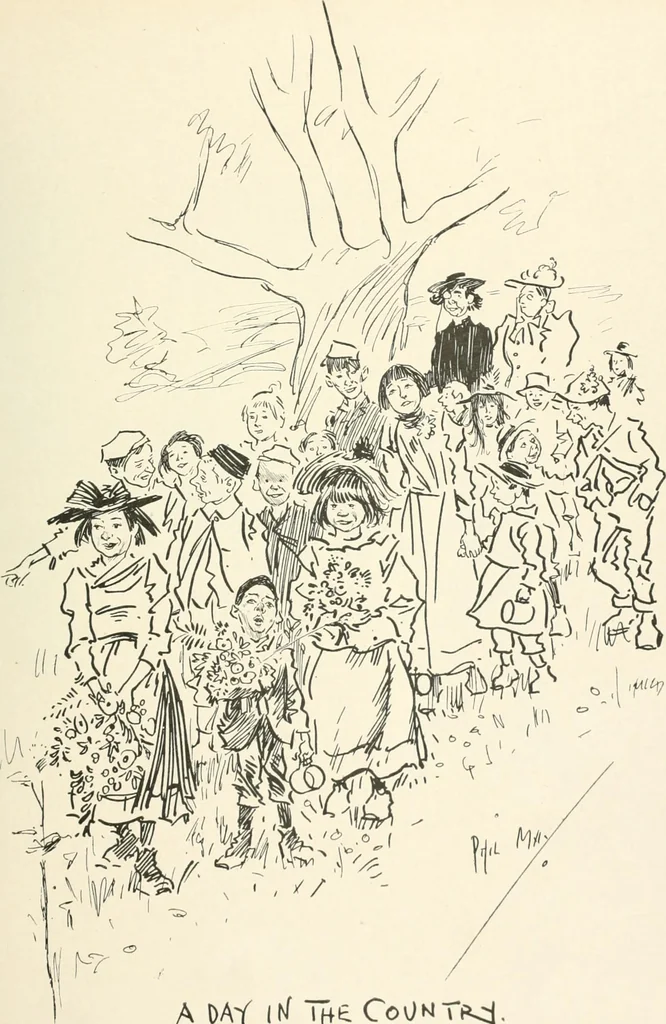 An illustration from Phil May's Gutter-snipes; 50 original sketches in pen and ink, 1896, leaf 99