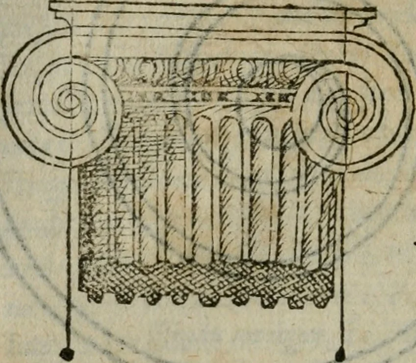 An illustration from Gvlielmi Philandri Castilionii Galli civis Ro. In decem libros M. Vitruuii Pollionis de architectura annotationes : cum indicibus graeco & latino locupletissimis, 1544, leaf 103