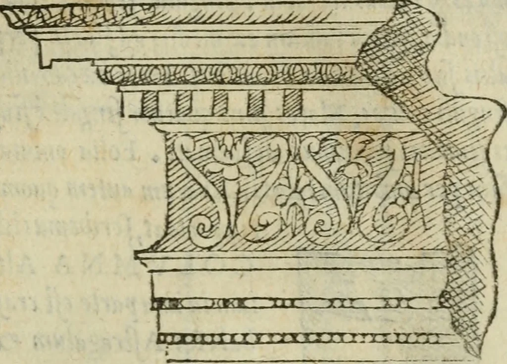 An illustration from Gvlielmi Philandri Castilionii Galli civis Ro. In decem libros M. Vitruuii Pollionis de architectura annotationes : cum indicibus graeco & latino locupletissimis, 1544, leaf 106
