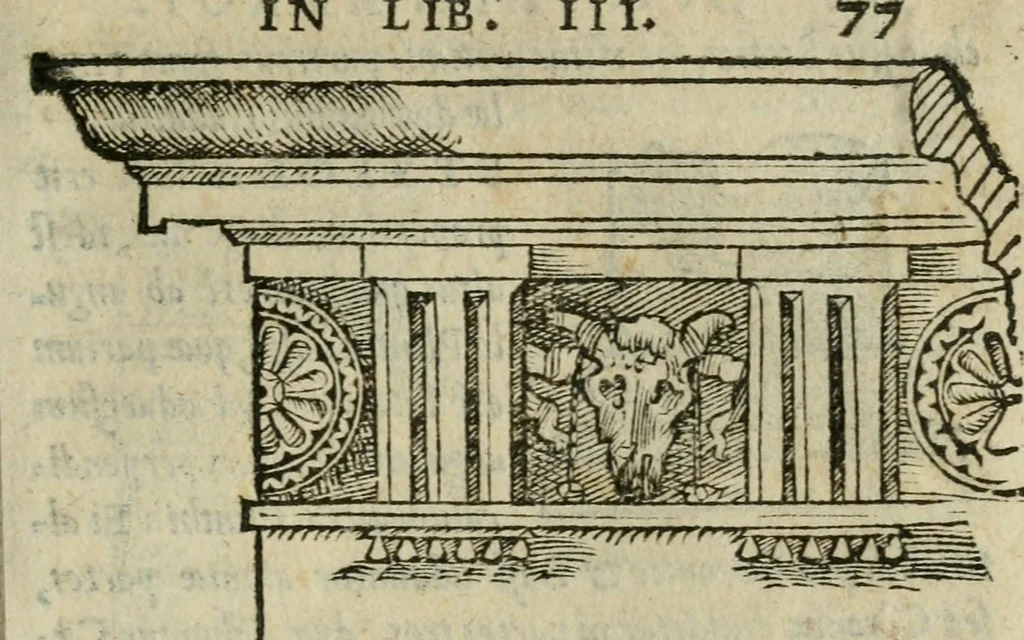 An illustration from Gvlielmi Philandri Castilionii Galli civis Ro. In decem libros M. Vitruuii Pollionis de architectura annotationes : cum indicibus graeco & latino locupletissimis, 1544, leaf 96