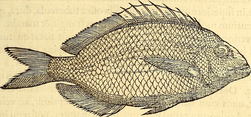 An illustration from Gvlielmi Rondeletii ... Libri de piscibus marinis, in quibus veræ piscium effigies expressæ sunt .., 1554, leaf 134