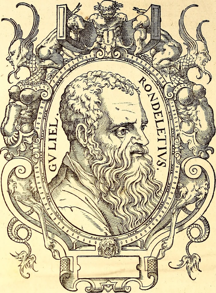 An illustration from Gvlielmi Rondeletii ... Libri de piscibus marinis, in quibus veræ piscium effigies expressæ sunt .., 1554, leaf 19