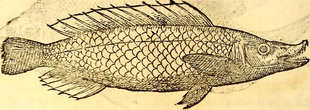 An illustration from Gvlielmi Rondeletii ... Libri de piscibus marinis, in quibus veræ piscium effigies expressæ sunt .., 1554, leaf 195