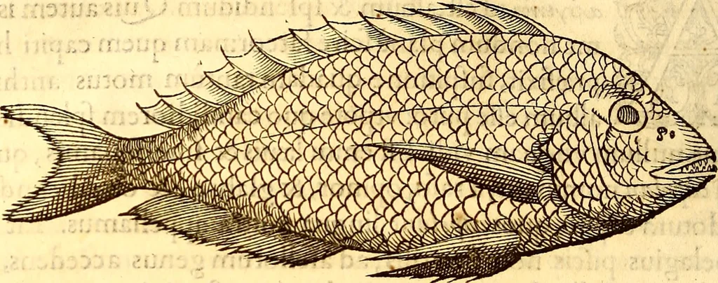 An illustration from Gvlielmi Rondeletii ... Libri de piscibus marinis, in quibus veræ piscium effigies expressæ sunt .., 1554, leaf 211