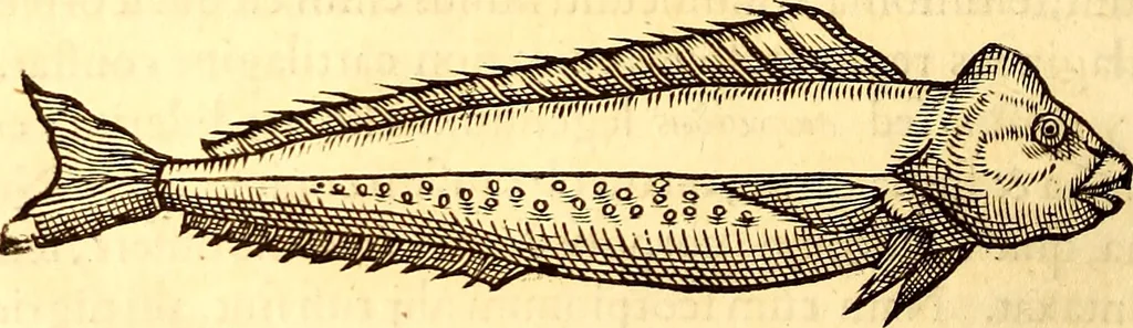 An illustration from Gvlielmi Rondeletii ... Libri de piscibus marinis, in quibus veræ piscium effigies expressæ sunt .., 1554, leaf 223