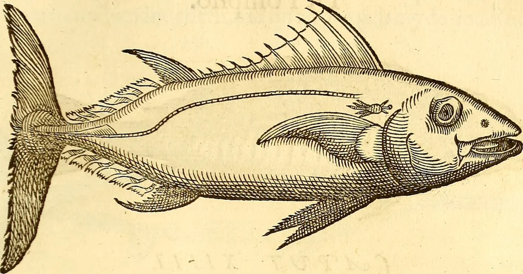 An illustration from Gvlielmi Rondeletii ... Libri de piscibus marinis, in quibus veræ piscium effigies expressæ sunt .., 1554, leaf 268
