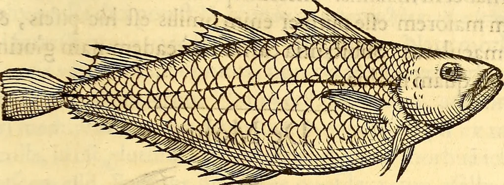 An illustration from Gvlielmi Rondeletii ... Libri de piscibus marinis, in quibus veræ piscium effigies expressæ sunt .., 1554, leaf 298
