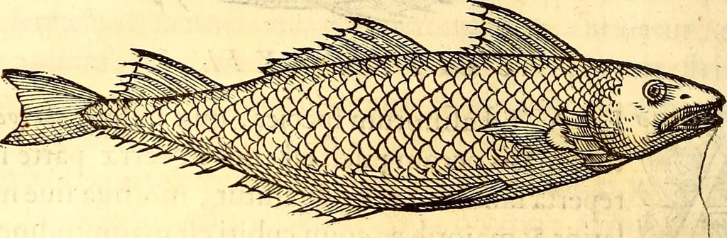 An illustration from Gvlielmi Rondeletii ... Libri de piscibus marinis, in quibus veræ piscium effigies expressæ sunt .., 1554, leaf 299