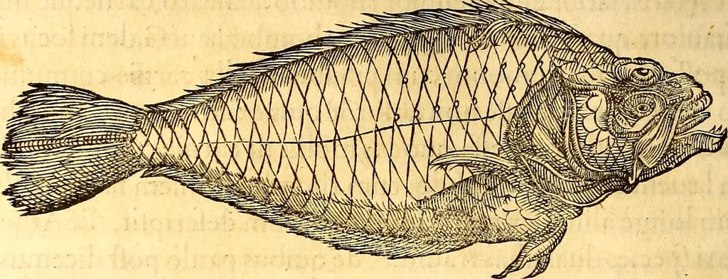An illustration from Gvlielmi Rondeletii ... Libri de piscibus marinis, in quibus veræ piscium effigies expressæ sunt .., 1554, leaf 333