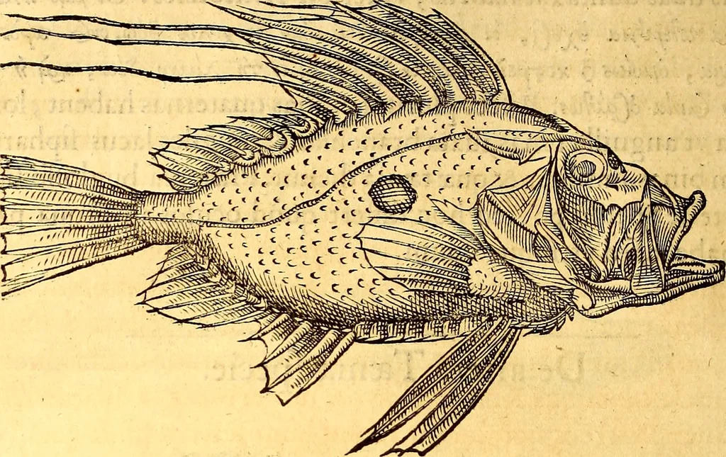 An illustration from Gvlielmi Rondeletii ... Libri de piscibus marinis, in quibus veræ piscium effigies expressæ sunt .., 1554, leaf 347