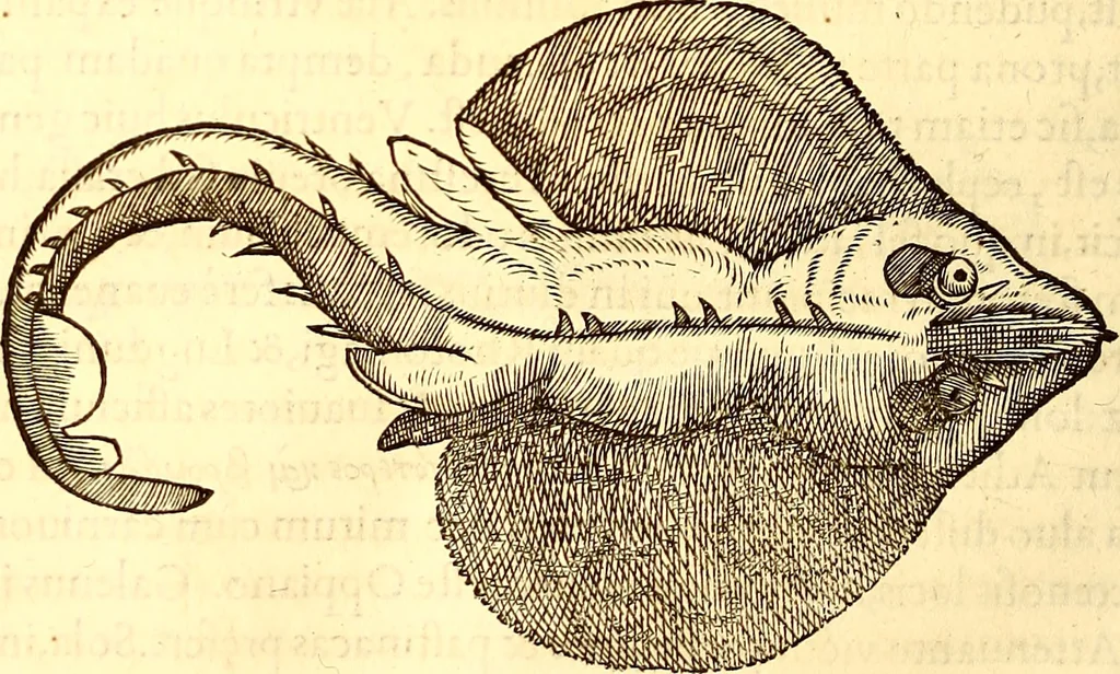 An illustration from Gvlielmi Rondeletii ... Libri de piscibus marinis, in quibus veræ piscium effigies expressæ sunt .., 1554, leaf 365