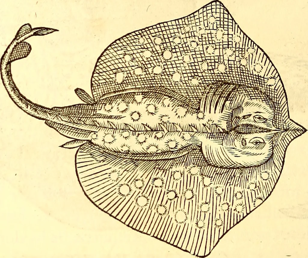 An illustration from Gvlielmi Rondeletii ... Libri de piscibus marinis, in quibus veræ piscium effigies expressæ sunt .., 1554, leaf 369