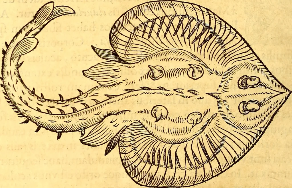 An illustration from Gvlielmi Rondeletii ... Libri de piscibus marinis, in quibus veræ piscium effigies expressæ sunt .., 1554, leaf 373