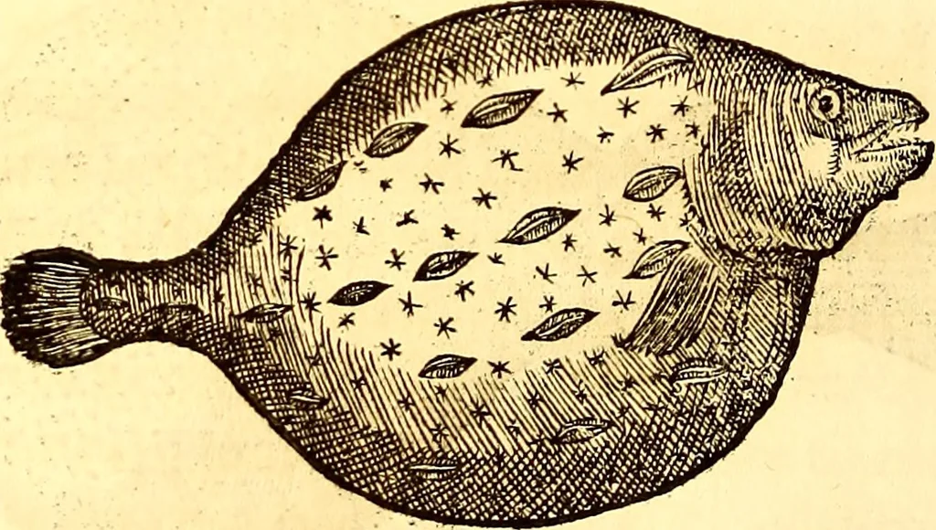 An illustration from Gvlielmi Rondeletii ... Libri de piscibus marinis, in quibus veræ piscium effigies expressæ sunt .., 1554, leaf 439