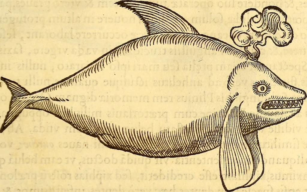 An illustration from Gvlielmi Rondeletii ... Libri de piscibus marinis, in quibus veræ piscium effigies expressæ sunt .., 1554, leaf 502
