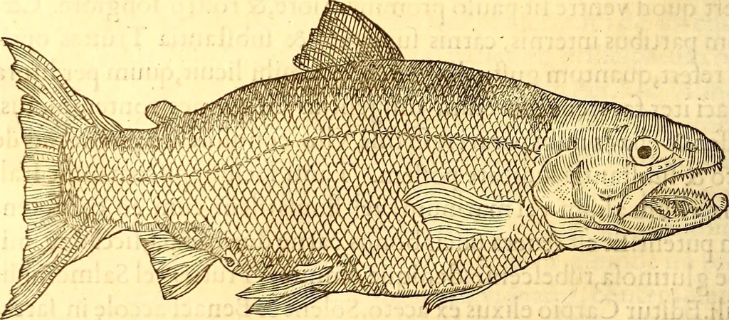 An illustration from Gvlielmi Rondeletii ... Libri de piscibus marinis, in quibus veræ piscium effigies expressæ sunt .., 1554, leaf 799