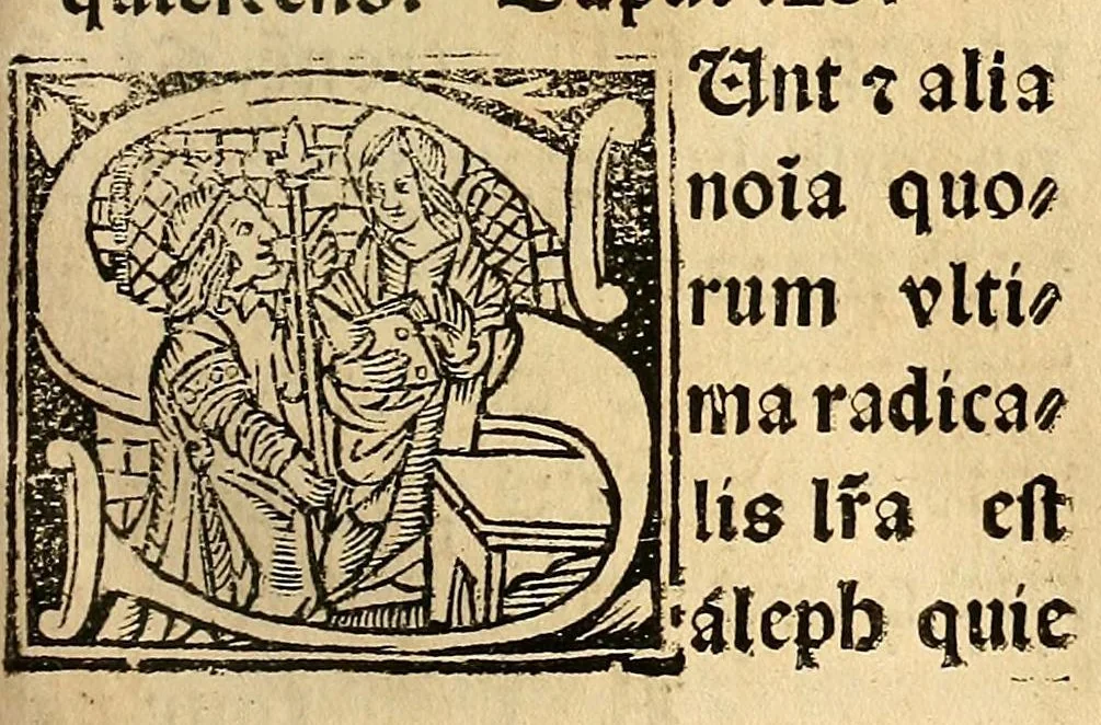 An illustration from Habes hoc in libro ca[n]dide lector Hebraicas institutiones. : in quib[us] quicquid est gra[m]matices hebraicæ facultatis edocetur ad amussim, de literis, punctis, acce[n]tibus, nomine, [et] nominum speciebus, de pronominibus, [et] eoru[mque] cu[m] nominibus, [et] verbis coniu[n]ctione, de verbo [et] verboru[m] co[n]iugationibus, [et] distinctione, in perfecta, quiescentia, defectiua, geminata, de partibus indeclinabilibus, præpositionibus, co[n]iu[n]ctio[n]ibus, aduerbijs, de regulis expone[n]di arcanas literas [et] de figuris, vt paucissima sint desidera[n]da, quas nuper ædidit reuere[n]dus sacræ theolo. do. Sanctes Pagninus .., 1526, leaf 198