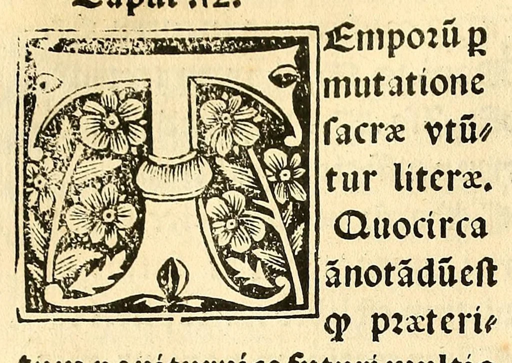 An illustration from Habes hoc in libro ca[n]dide lector Hebraicas institutiones. : in quib[us] quicquid est gra[m]matices hebraicæ facultatis edocetur ad amussim, de literis, punctis, acce[n]tibus, nomine, [et] nominum speciebus, de pronominibus, [et] eoru[mque] cu[m] nominibus, [et] verbis coniu[n]ctione, de verbo [et] verboru[m] co[n]iugationibus, [et] distinctione, in perfecta, quiescentia, defectiua, geminata, de partibus indeclinabilibus, præpositionibus, co[n]iu[n]ctio[n]ibus, aduerbijs, de regulis expone[n]di arcanas literas [et] de figuris, vt paucissima sint desidera[n]da, quas nuper ædidit reuere[n]dus sacræ theolo. do. Sanctes Pagninus .., 1526, leaf 263