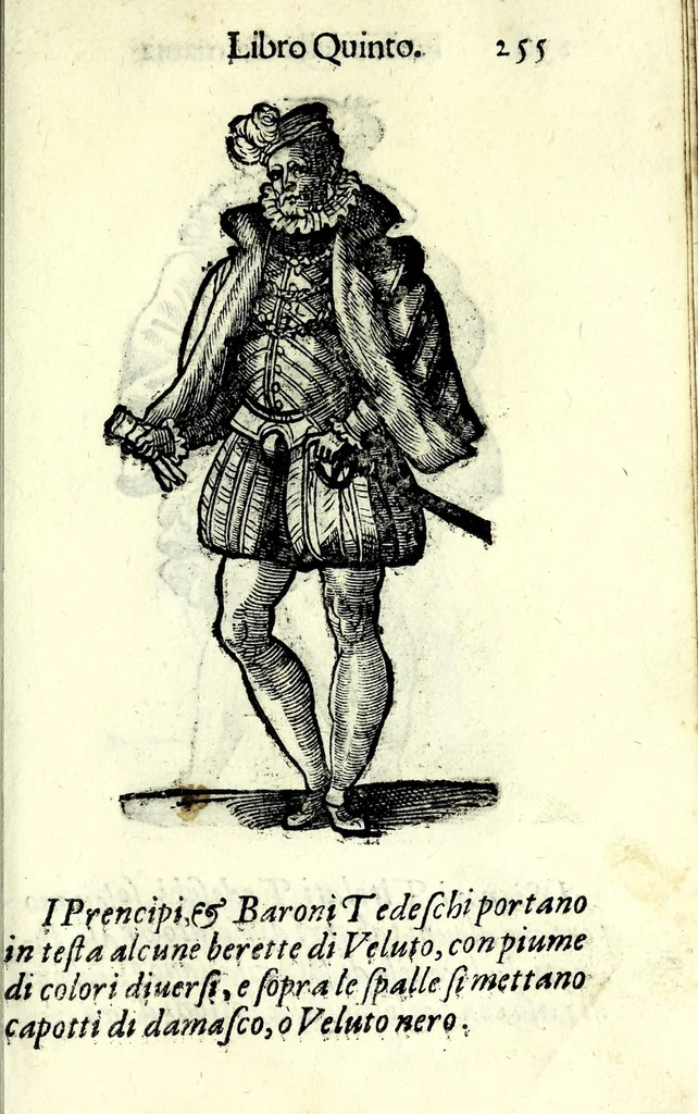 An illustration from Habiti antichi, ouero, Raccolta di figvre delineate dal gran Titiano, e da Cesare Vecellio suo fratello, diligentemente intagliate, conforme alle nationi del mondo : libro vtilissimo a pittori, dissegnatori, scultori, architetti & ad ogni curioso, e peregrino ingegno, 1664, leaf 275