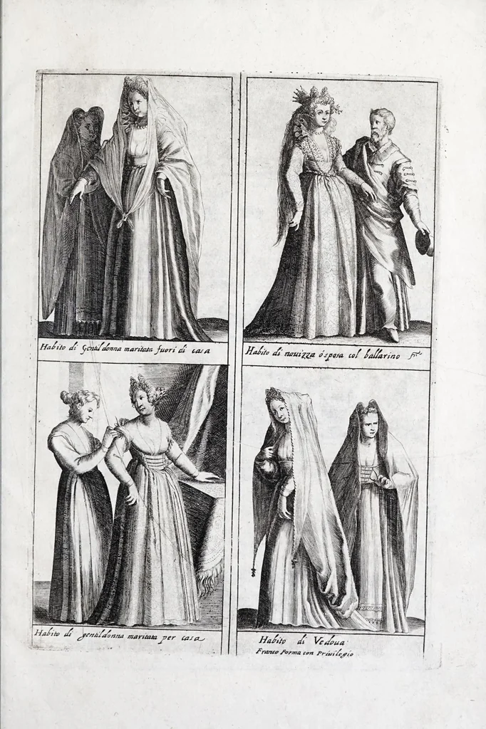 An illustration from Habiti d'hvomeni et donne venetiane : con la processione della serma. Signoria et altri particolari cioè trionfi feste cerimonie pvbliche della nobilissima città di Venetia, leaf 63