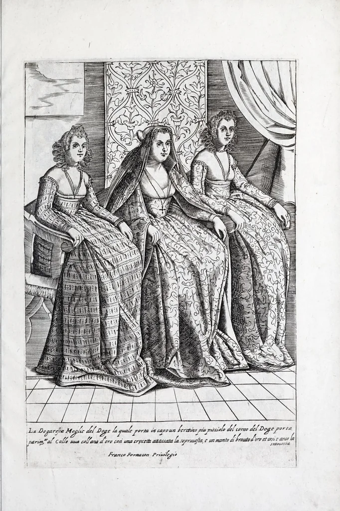 An illustration from Habiti d'hvomeni et donne venetiane : con la processione della serma. Signoria et altri particolari cioè trionfi feste cerimonie pvbliche della nobilissima città di Venetia, leaf 67