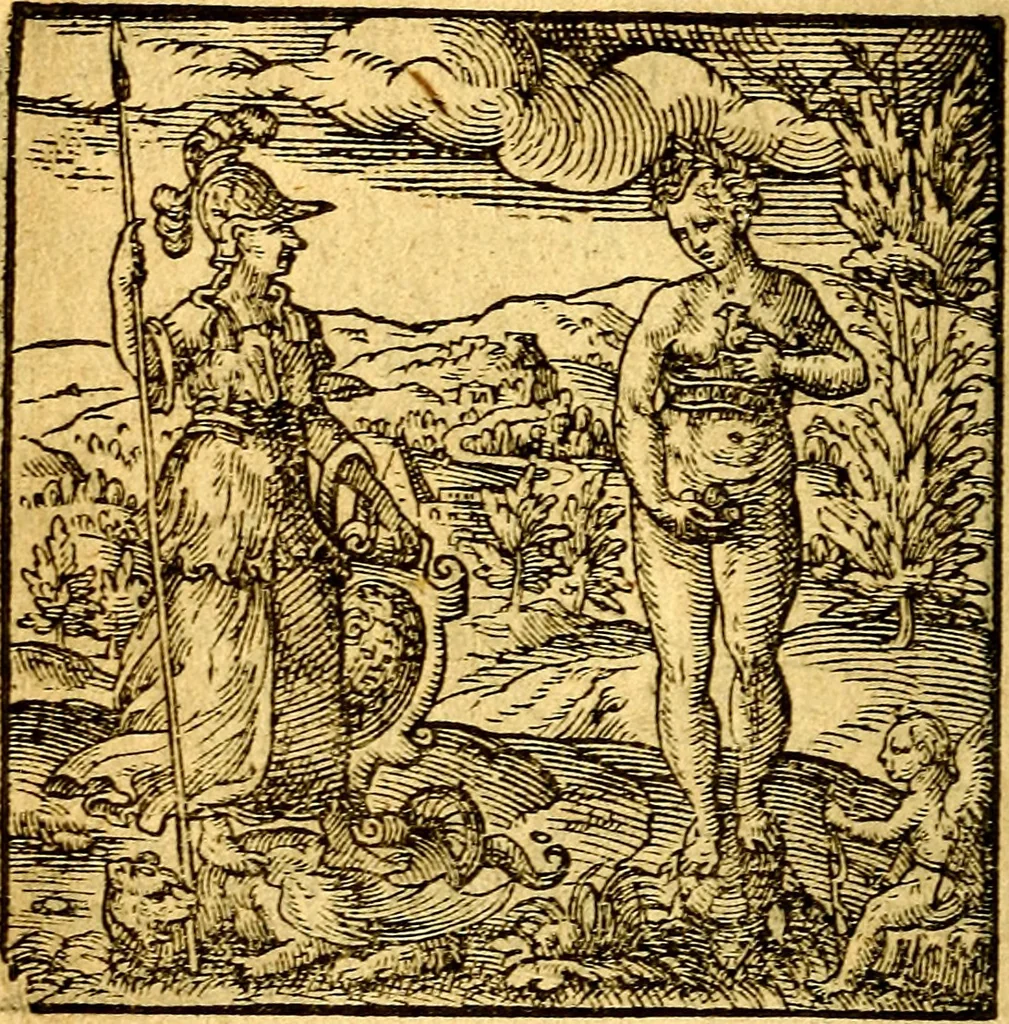 An illustration from Hadriani Iunii Emblemata : eiusdem Aenigmatum libellus, 1596, leaf 33