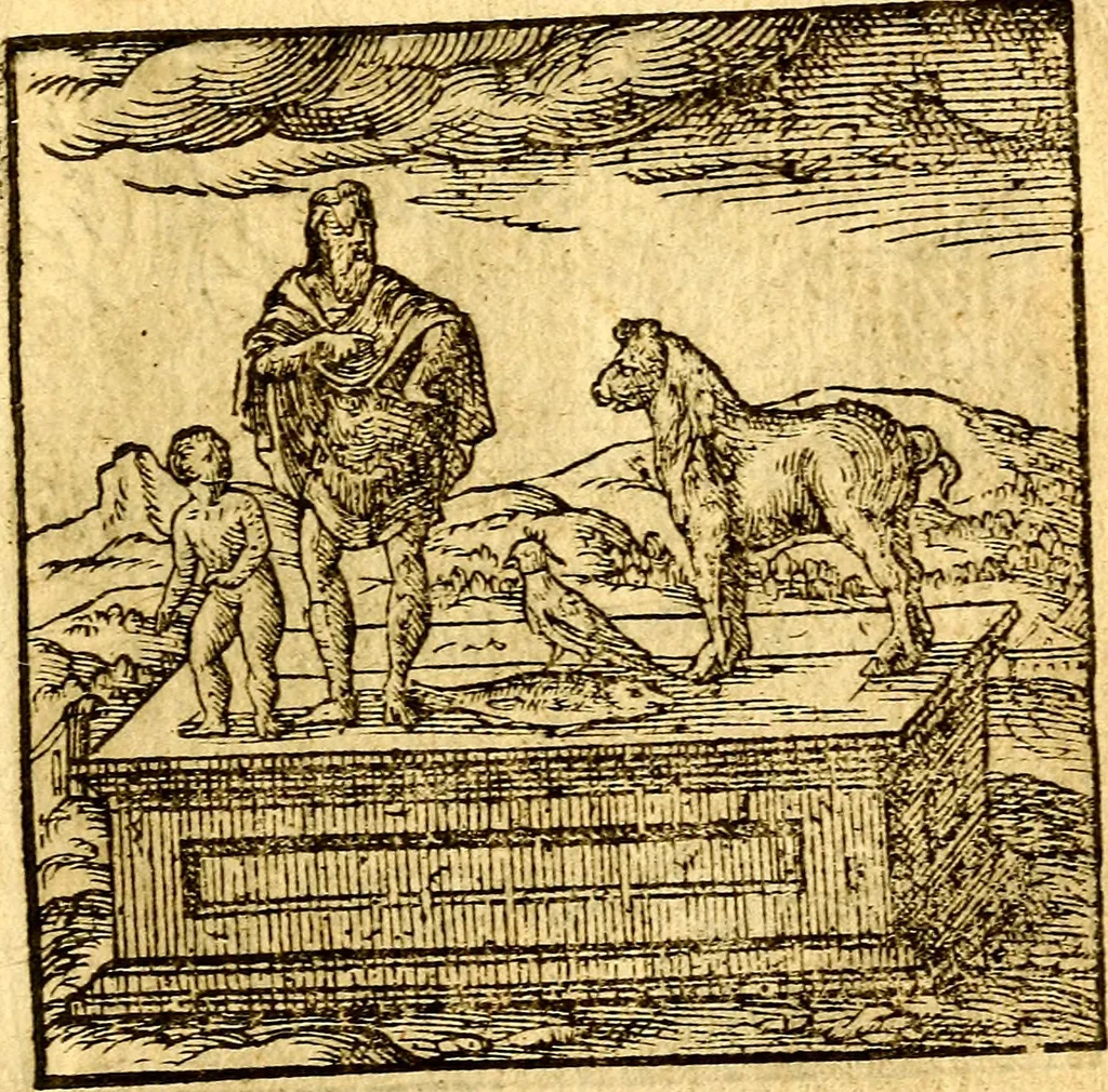 An illustration from Hadriani Iunii Emblemata : eiusdem Aenigmatum libellus, 1596, leaf 54