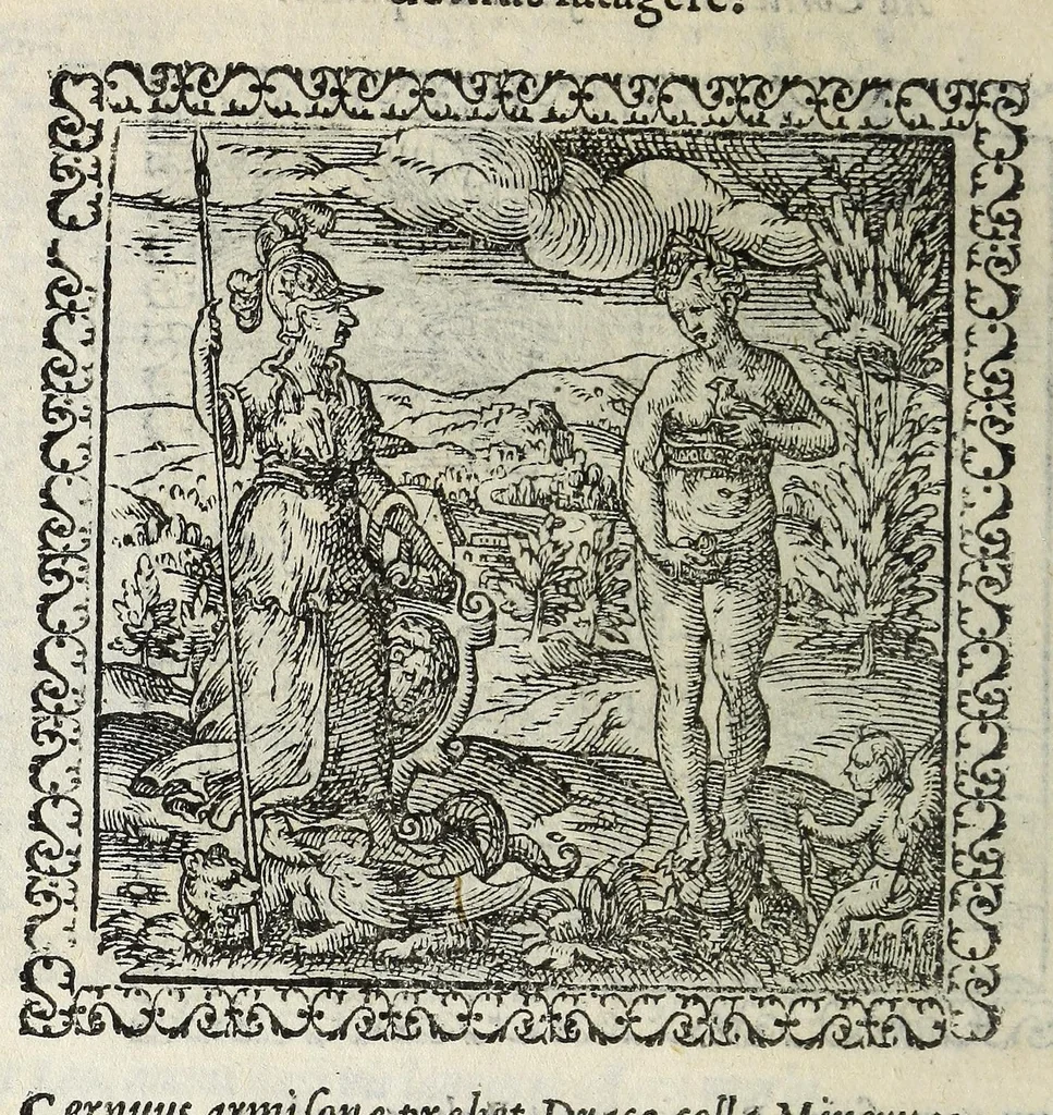 An illustration from Hadriani Ivnii medici Emblemata. Eivsdem Aenigmatvm libellvs, 1566, leaf 34