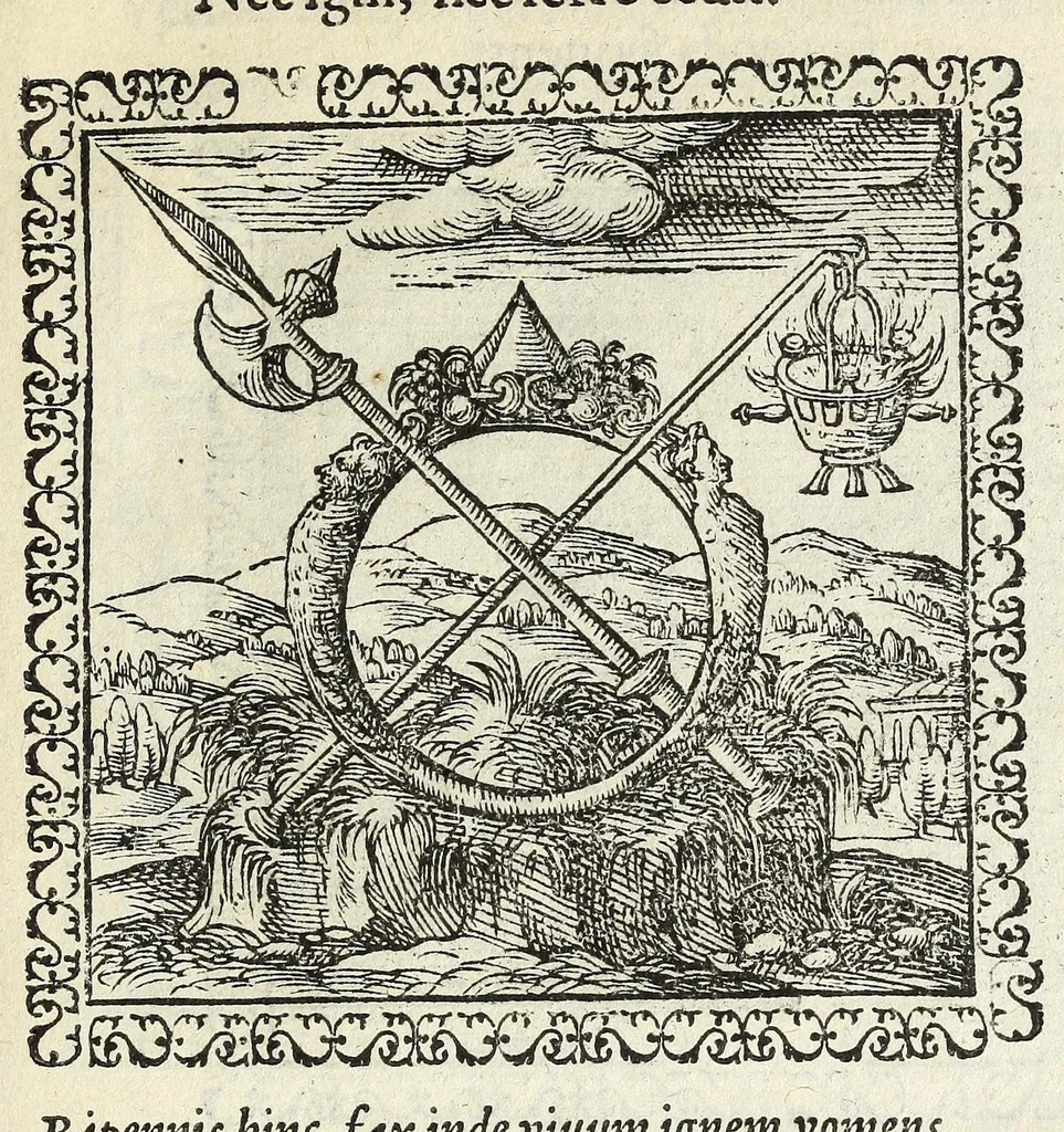 An illustration from Hadriani Ivnii medici Emblemata. Eivsdem Aenigmatvm libellvs, 1566, leaf 61