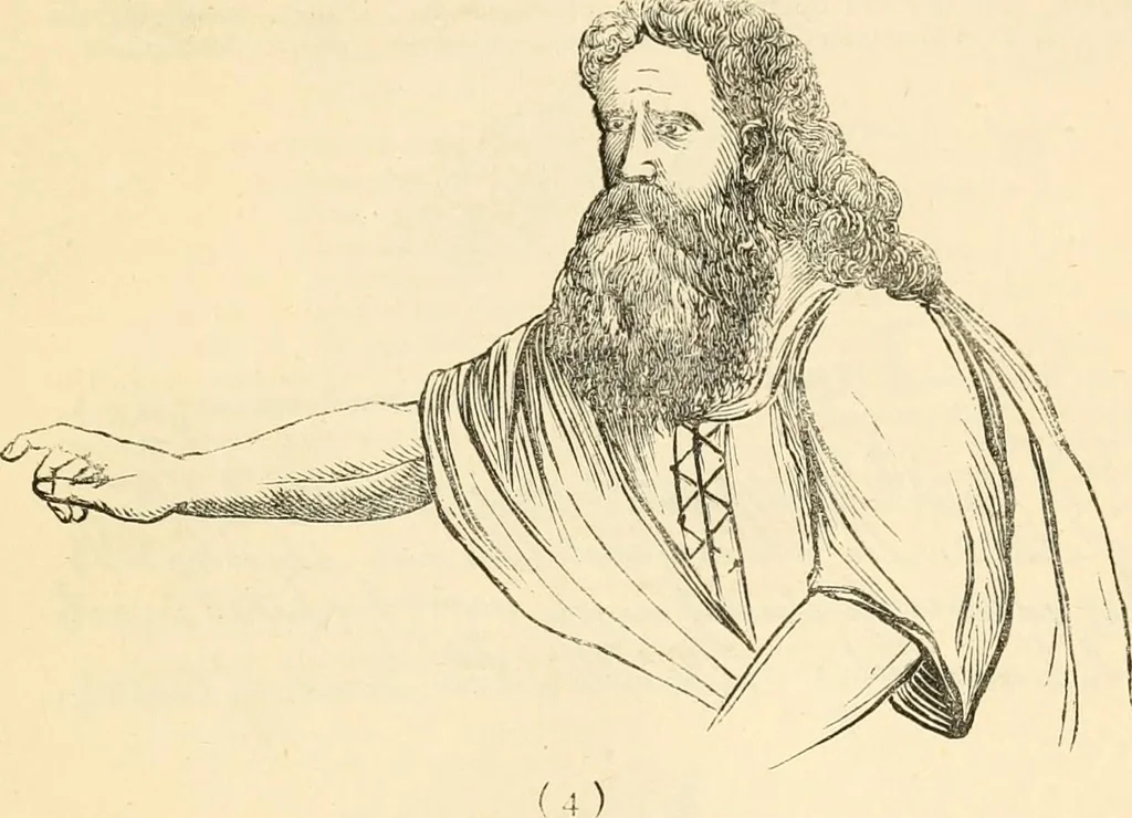 An illustration from Hafed, prince of Persia : his experiences in earth-life and spirit-life ; being spirit communications received through Mr. David Duguid, the Glasgow trance-painting medium ; with an appendix, containing communications from the spirit artists, Ruisdal and Steen, 1876, leaf 608