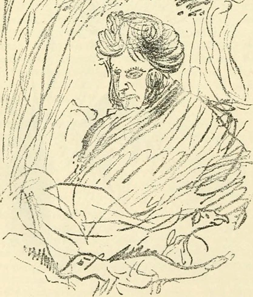 An illustration from Hafed, prince of Persia : his experiences in earth-life and spirit-life ; being spirit communications received through Mr. David Duguid, the Glasgow trance-painting medium ; with an appendix, containing communications from the spirit artists, Ruisdal and Steen, 1876, leaf 615