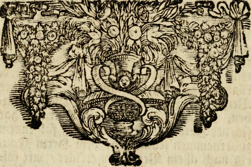 An illustration from Haimb-Garten zweyen Herren von Augspurg, eines Catholischen, und eines Lutherischen, angestellt uber etwelche Glaubens-Zweiffel, und in den Druck hervor gegeben, 1710, leaf 11