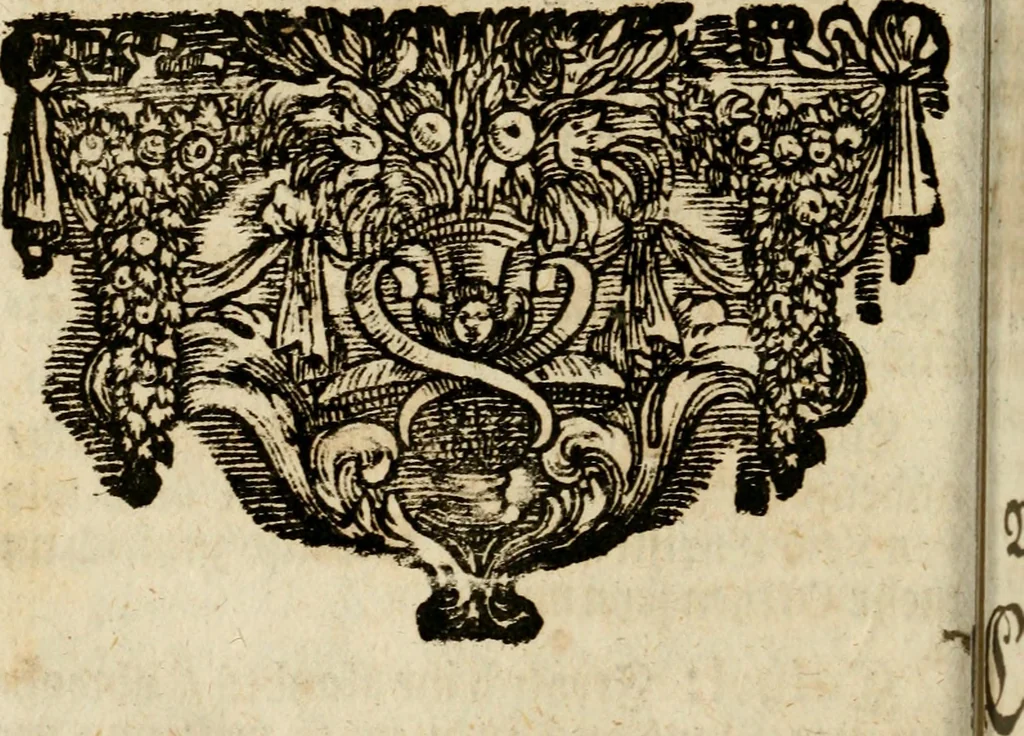 An illustration from Haimb-Garten zweyen Herren von Augspurg, eines Catholischen, und eines Lutherischen, angestellt uber etwelche Glaubens-Zweiffel, und in den Druck hervor gegeben, 1710, leaf 179