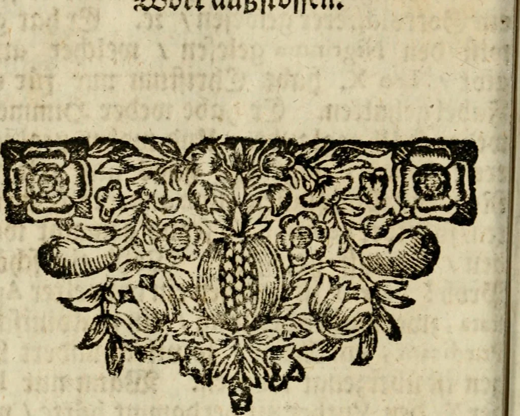 An illustration from Haimb-Garten zweyen Herren von Augspurg, eines Catholischen, und eines Lutherischen, angestellt uber etwelche Glaubens-Zweiffel, und in den Druck hervor gegeben, 1710, leaf 99
