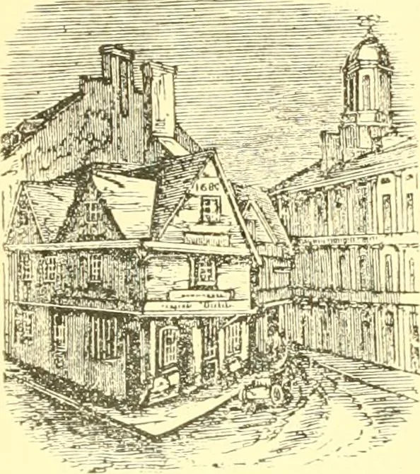 An illustration from A half century of Boston's building. The construction of buildings, the enactment of building laws and ordinances, sanitary laws, the ancient and modern building, building statistics, Boston's valuation, a chapter of Boston's big fire, fire losses, public lands account, prominent architects, contractors and builders, building materials and their source of supply inspection of buildings, the building and plumbing associations, 1895, leaf 15