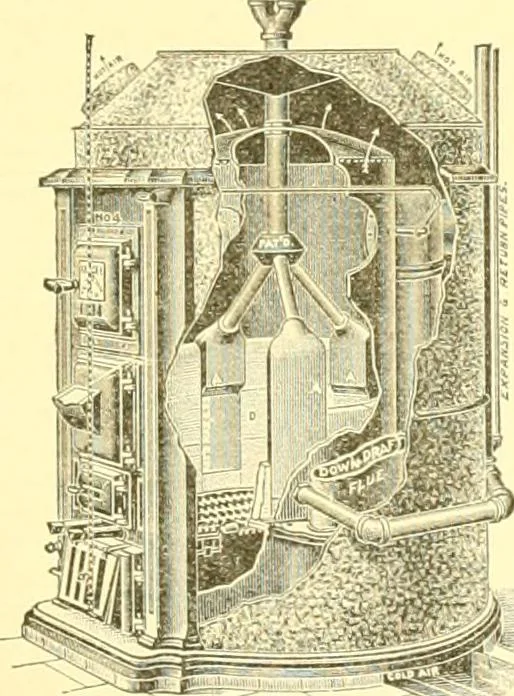 An illustration from A half century of Boston's building. The construction of buildings, the enactment of building laws and ordinances, sanitary laws, the ancient and modern building, building statistics, Boston's valuation, a chapter of Boston's big fire, fire losses, public lands account, prominent architects, contractors and builders, building materials and their source of supply inspection of buildings, the building and plumbing associations, 1895, leaf 170