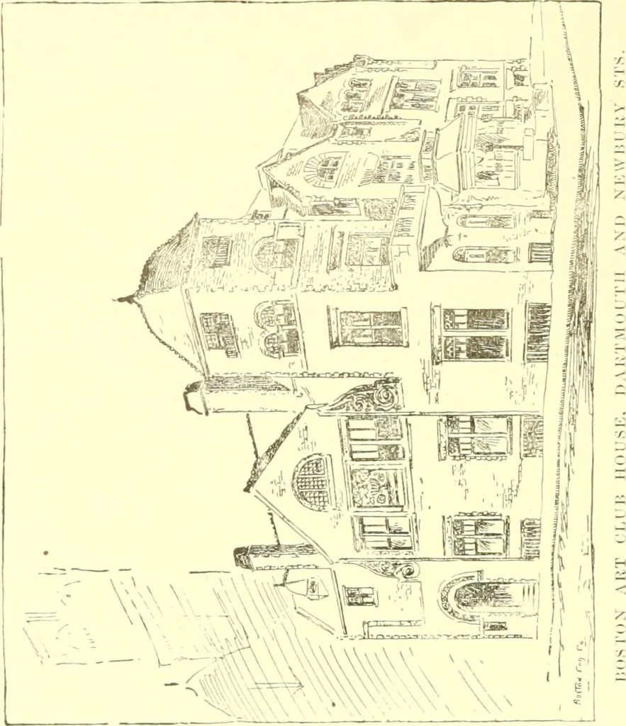 An illustration from A half century of Boston's building. The construction of buildings, the enactment of building laws and ordinances, sanitary laws, the ancient and modern building, building statistics, Boston's valuation, a chapter of Boston's big fire, fire losses, public lands account, prominent architects, contractors and builders, building materials and their source of supply inspection of buildings, the building and plumbing associations, 1895, leaf 179