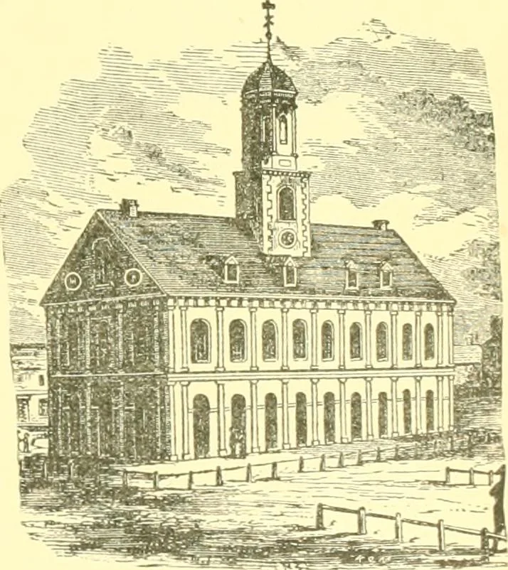 An illustration from A half century of Boston's building. The construction of buildings, the enactment of building laws and ordinances, sanitary laws, the ancient and modern building, building statistics, Boston's valuation, a chapter of Boston's big fire, fire losses, public lands account, prominent architects, contractors and builders, building materials and their source of supply inspection of buildings, the building and plumbing associations, 1895, leaf 18