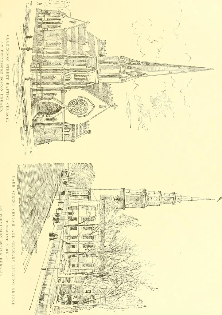 An illustration from A half century of Boston's building. The construction of buildings, the enactment of building laws and ordinances, sanitary laws, the ancient and modern building, building statistics, Boston's valuation, a chapter of Boston's big fire, fire losses, public lands account, prominent architects, contractors and builders, building materials and their source of supply inspection of buildings, the building and plumbing associations, 1895, leaf 290