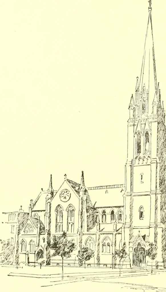 An illustration from A half century of Boston's building. The construction of buildings, the enactment of building laws and ordinances, sanitary laws, the ancient and modern building, building statistics, Boston's valuation, a chapter of Boston's big fire, fire losses, public lands account, prominent architects, contractors and builders, building materials and their source of supply inspection of buildings, the building and plumbing associations, 1895, leaf 293