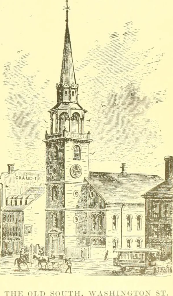 An illustration from A half century of Boston's building. The construction of buildings, the enactment of building laws and ordinances, sanitary laws, the ancient and modern building, building statistics, Boston's valuation, a chapter of Boston's big fire, fire losses, public lands account, prominent architects, contractors and builders, building materials and their source of supply inspection of buildings, the building and plumbing associations, 1895, leaf 32