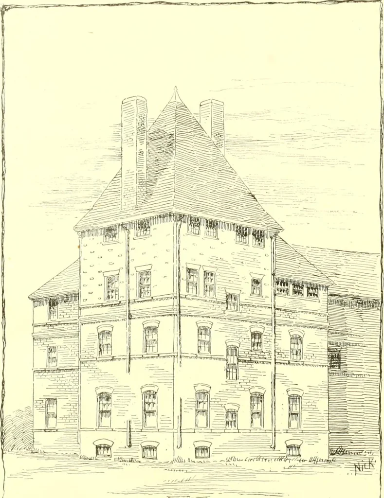 An illustration from A half century of Boston's building. The construction of buildings, the enactment of building laws and ordinances, sanitary laws, the ancient and modern building, building statistics, Boston's valuation, a chapter of Boston's big fire, fire losses, public lands account, prominent architects, contractors and builders, building materials and their source of supply inspection of buildings, the building and plumbing associations, 1895, leaf 323