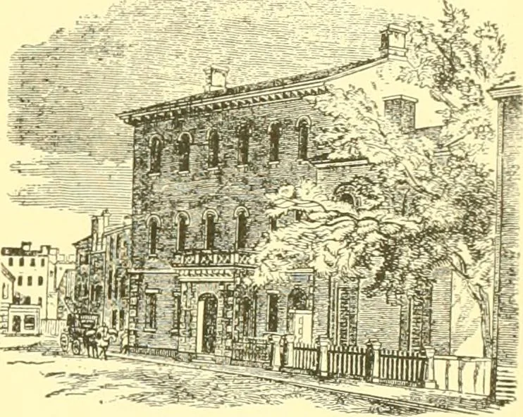 An illustration from A half century of Boston's building. The construction of buildings, the enactment of building laws and ordinances, sanitary laws, the ancient and modern building, building statistics, Boston's valuation, a chapter of Boston's big fire, fire losses, public lands account, prominent architects, contractors and builders, building materials and their source of supply inspection of buildings, the building and plumbing associations, 1895, leaf 36