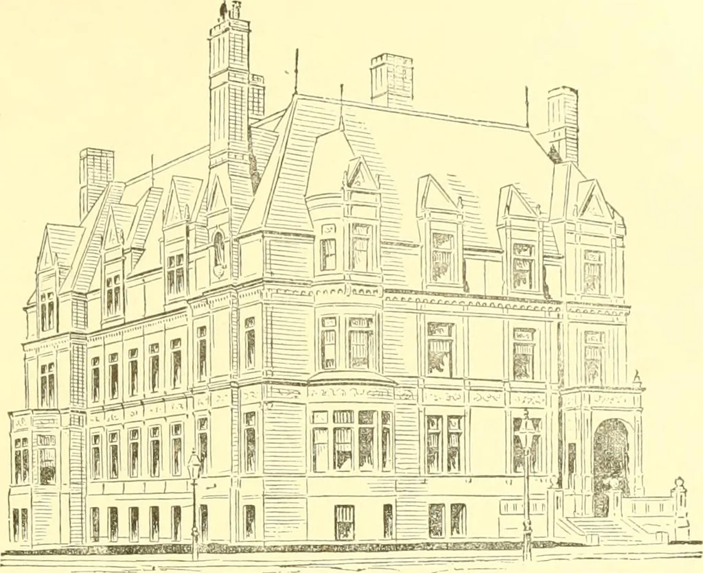 An illustration from A half century of Boston's building. The construction of buildings, the enactment of building laws and ordinances, sanitary laws, the ancient and modern building, building statistics, Boston's valuation, a chapter of Boston's big fire, fire losses, public lands account, prominent architects, contractors and builders, building materials and their source of supply inspection of buildings, the building and plumbing associations, 1895, leaf 362