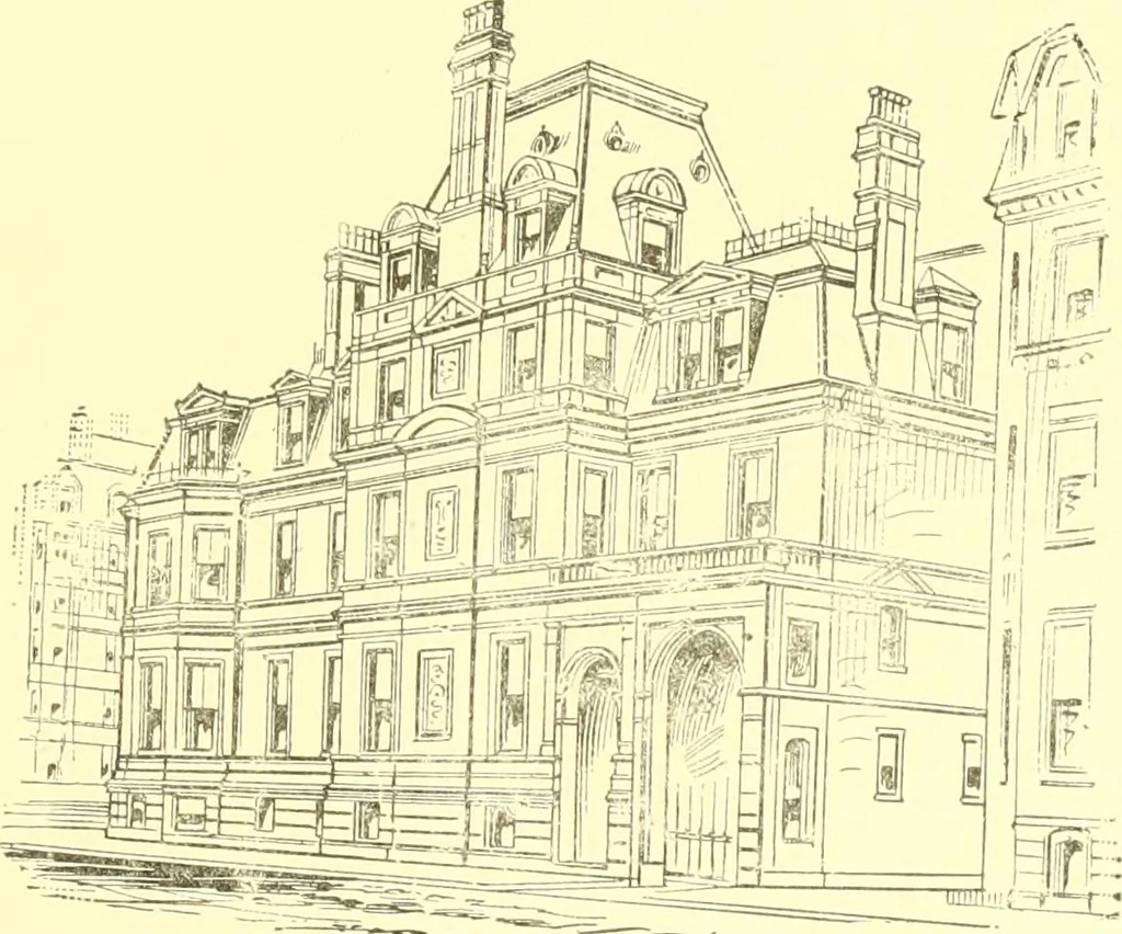 An illustration from A half century of Boston's building. The construction of buildings, the enactment of building laws and ordinances, sanitary laws, the ancient and modern building, building statistics, Boston's valuation, a chapter of Boston's big fire, fire losses, public lands account, prominent architects, contractors and builders, building materials and their source of supply inspection of buildings, the building and plumbing associations, 1895, leaf 362